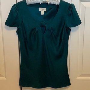 Emerald green blouse with bow front